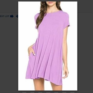 Scoop Neck Trapeze Lavender Side Pocket